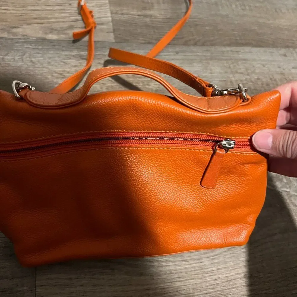 ili genuine leather‎ orange shoulder bag